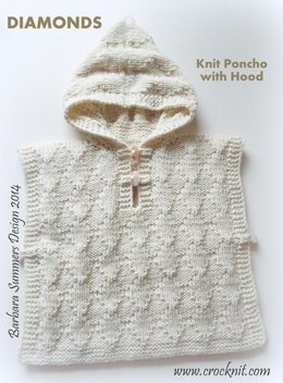 DIAMONDS Knit Poncho with Hood