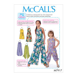 McCall's Children's and Girl's Romper, Jumpsuit and Belt M7917 - Sewing Pattern