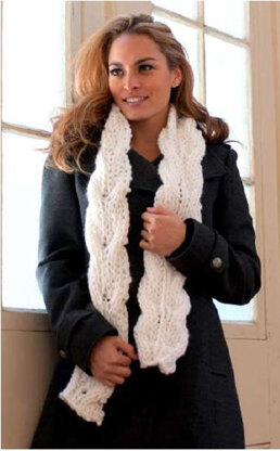 Reversible Cabled Scarf in Plymouth Encore Mega - F549