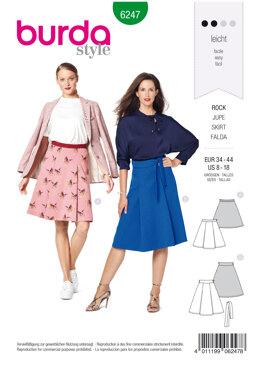 Burda Style Misses' Skirt with Pleats – Flared Shape B6247 - Paper Pattern, Size 8-18