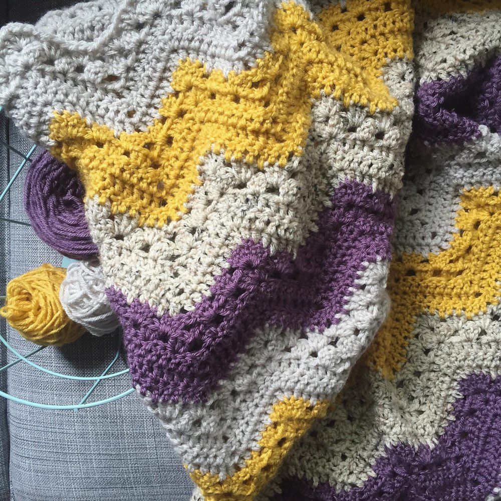 Granny Chevron Blanket Crochet pattern by Gina Marquis