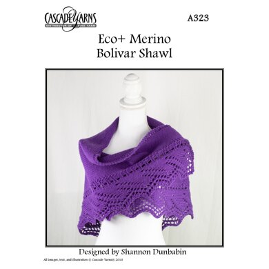 Bolivar Shawl in Cascade Yarns Eco+ Merino - A323 - Downloadable PDF