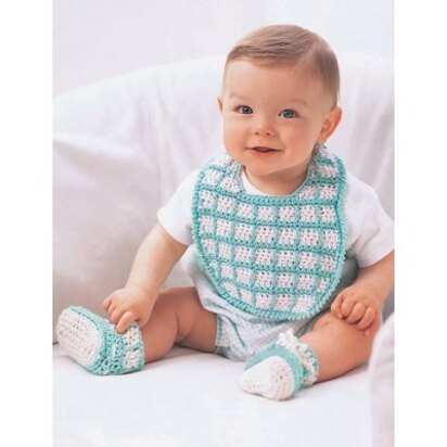 Bib and Booties in Lily Sugar 'n Cream Solids