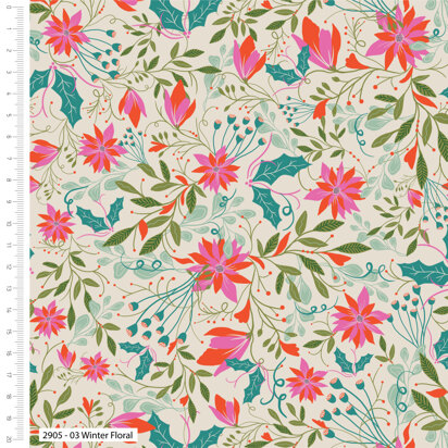 Craft Cotton Company Jolly Robins - Winter Floral