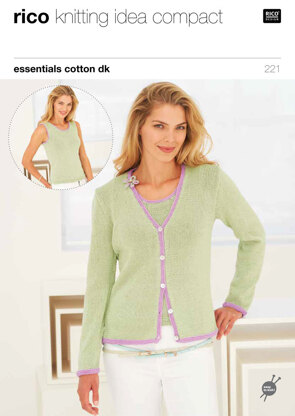 Cardigan and Vest in Rico Essentials Cotton DK - 221