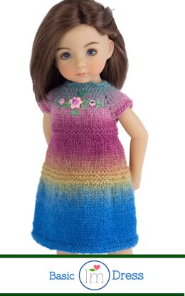 Basic Dress for 13 inch Little Darling Dolls. Doll Clothes Knitting pattern.