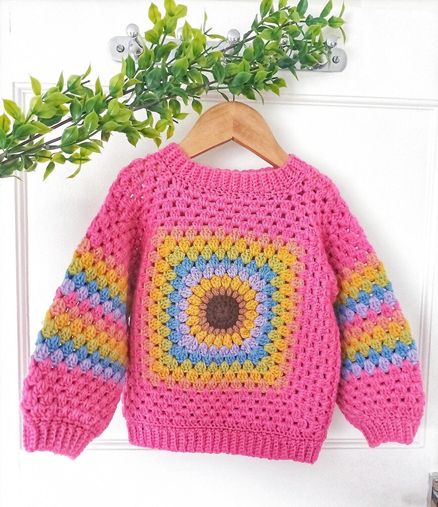 Sunflower Granny Sweater Crochet pattern by BabyCrochetDesigns