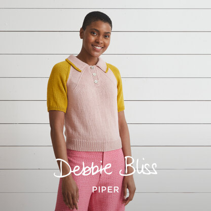 Miriam Polo Shirt - Top Knitting Pattern For Women in Debbie Bliss Piper by Debbie Bliss