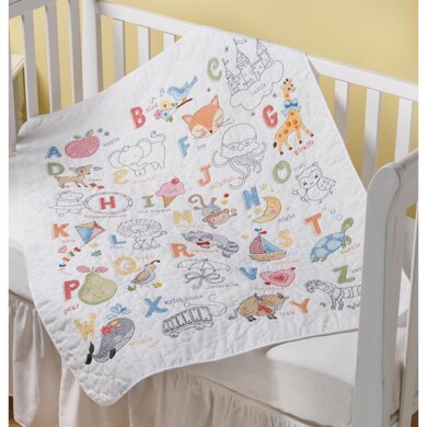 Bucilla Stamped Crib Cover Cross Stitch Kit 34in x 43in- ABC Baby