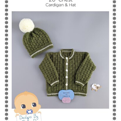 Luke Baby Cardigan & Hat 20" chest knitting pattern