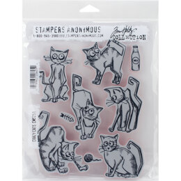 Stampers Anonymous Tim Holtz Cling Stamps 7"X8.5" - Crazy Cats