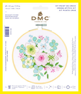 DMC Floral Winter Cross Stitch Kit - 9.8 x 9.8 in (25 x 25 cm)