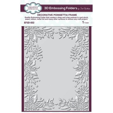 Creative Expressions Decorative Poinsettia Frame 3D Embossing Folder 5.75in x 7.5in