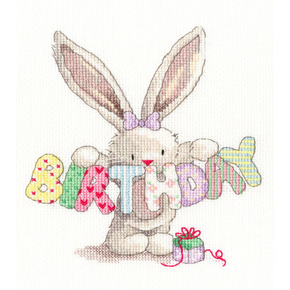 Bothy Threads Bebunni - Birthday Cross Stitch Kit - 16 x 18cm