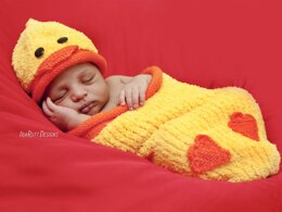Quacky Easter Ducky Knit Baby Hat Set