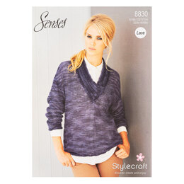 V Neck and Round Neck Sweaters in Stylecraft Senses Lace - 8830 - Leaflet