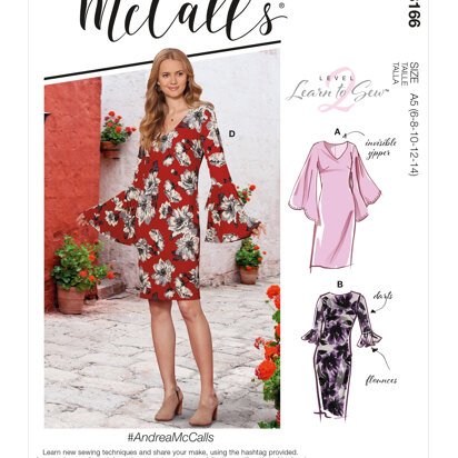 McCall's AndreaMcCalls - Misses' Dresses With Flounce Sleeve Variations M8166 - Sewing Pattern