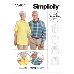 Simplicity Unisex Adaptive Shirt S9487 - Sewing Pattern, Size XS-S-M-L-XL