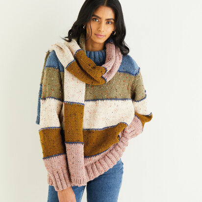 Sweater & Scarf in Hayfield Bonus Chunky Tweed - 10339 - Downloadable PDF