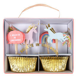 Meri Meri I Believe In Unicorns Cupcake Kit (Set of 24 Toppers)
