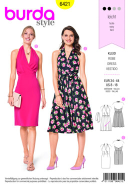 Burda Style Women's Swing Dress B6421 - Paper Pattern, Size 8-18