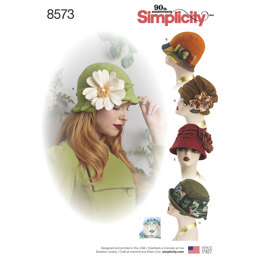 Simplicity 8573 Women's Flapper Hats in Three Sizes - Paper Pattern, Size A (S-M-L)