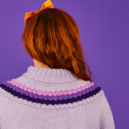 Bobble Yoke Jumper - Free Jumper Knitting Pattern For Women in Paintbox Yarns 100% Wool Worsted by Paintbox Yarns