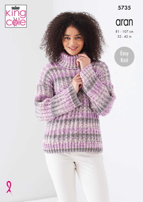 Sweater and Cardigan Knitted in King Cole Drifter Aran - 5735 - Downloadable PDF