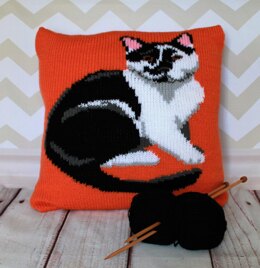 Black & White Cat Portrait Cushion Cover