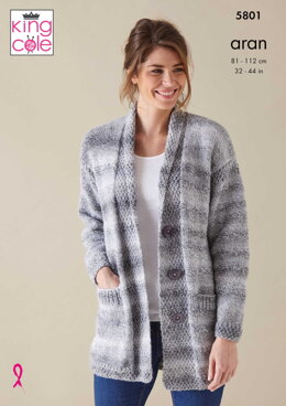 Cardigan and Sweater Knitted in King Cole Acorn Aran - 5801 - Downloadable PDF