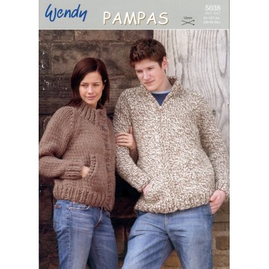 High Neck Jackets with Zip Or Button Fastening in Wendy Pampas Mega Chunky - 5038