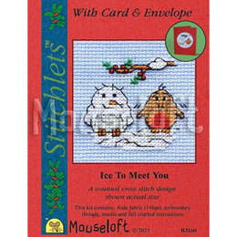 Mouseloft Ice to Meet You Card Christmas Stitchlets Cross Stitch Kit - 100 x 125 x 12