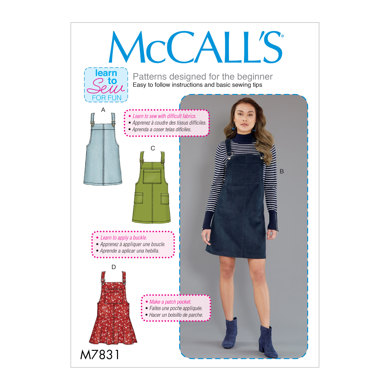 McCall's Misses' Jumpers Dungaree Dress M7831 - Sewing Pattern