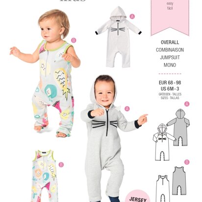Burda Style Toddlers' Overalls – with Hood – with or without Sleeves – Crotch Fastening 9299 - Paper Pattern, Size 6M -3