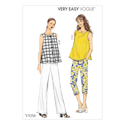 Vogue Misses' Sleeveless Tops with Pull-On Pants V9258 - Sewing Pattern