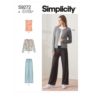 Simplicity Misses' Knit Cardigan Top & Pants S9272 - Sewing Pattern