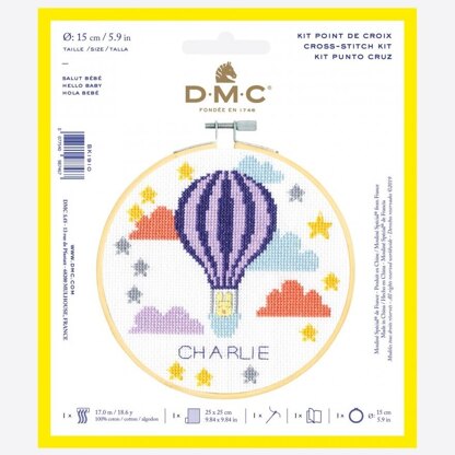 DMC Cross Stitch Kit - Hello Baby - 25cmx25cm