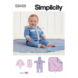 Simplicity Babies' Bodysuit, Jumpsuit, Pants and Blanket S9459 - Paper Pattern, Size XXS-XS-S-M-L