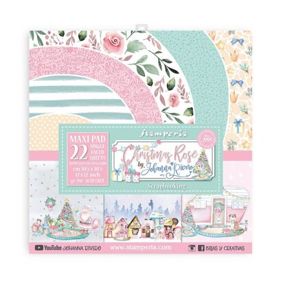 Stamperia Scrapbooking Pad 22 30.5—30.5 cm (12x12) Single Face Christmas Rose