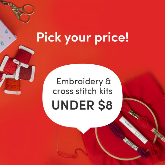 Embroidery & cross stitch kits under $8!