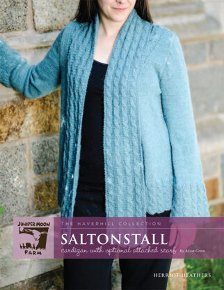 Saltonstall Cardigan with Optional Attached Scarf in Juniper Moon Herriot - Downloadable PDF
