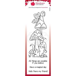 Woodware Clear Singles Magical Mushrooms Stamp 8in x 2.6in