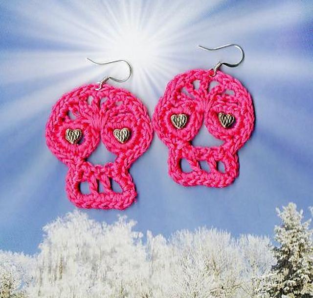 Crochet Skull Earrings