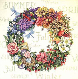 Dimensions Wreath of All Seasons Cross Stitch Kit - 36cm x 36cm