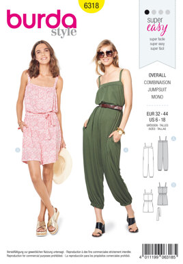 Burda Style Misses' Jumpsuit B6318 - Paper Pattern, Size 6-18