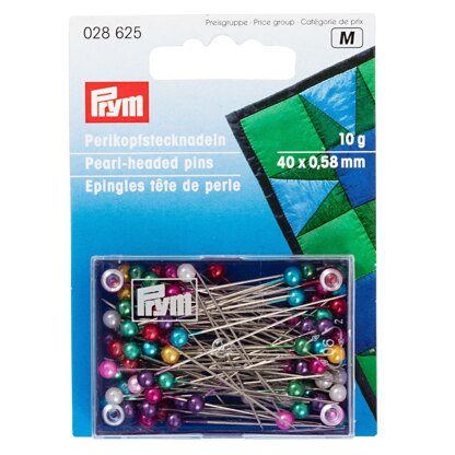 Prym Pearl-Headed Pins 0.58 x 40 mm Assorted Colours Box