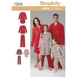 Simplicity Child's, Teens' and Adults' Loungewear 1504 - Paper Pattern, Size A (XS - L / XS - XL)