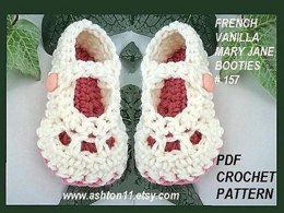 French Vanilla Mary Jane Booties | Crochet Pattern 157