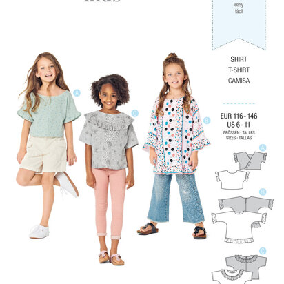 Burda Style Children's Top with Integral Sleeves – Tunic Top – Frills 9303 - Paper Pattern, Size 6-11