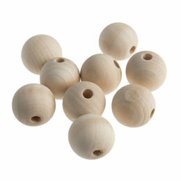 Trimits Beads: Beech Wood: 25mm: Pack of 9